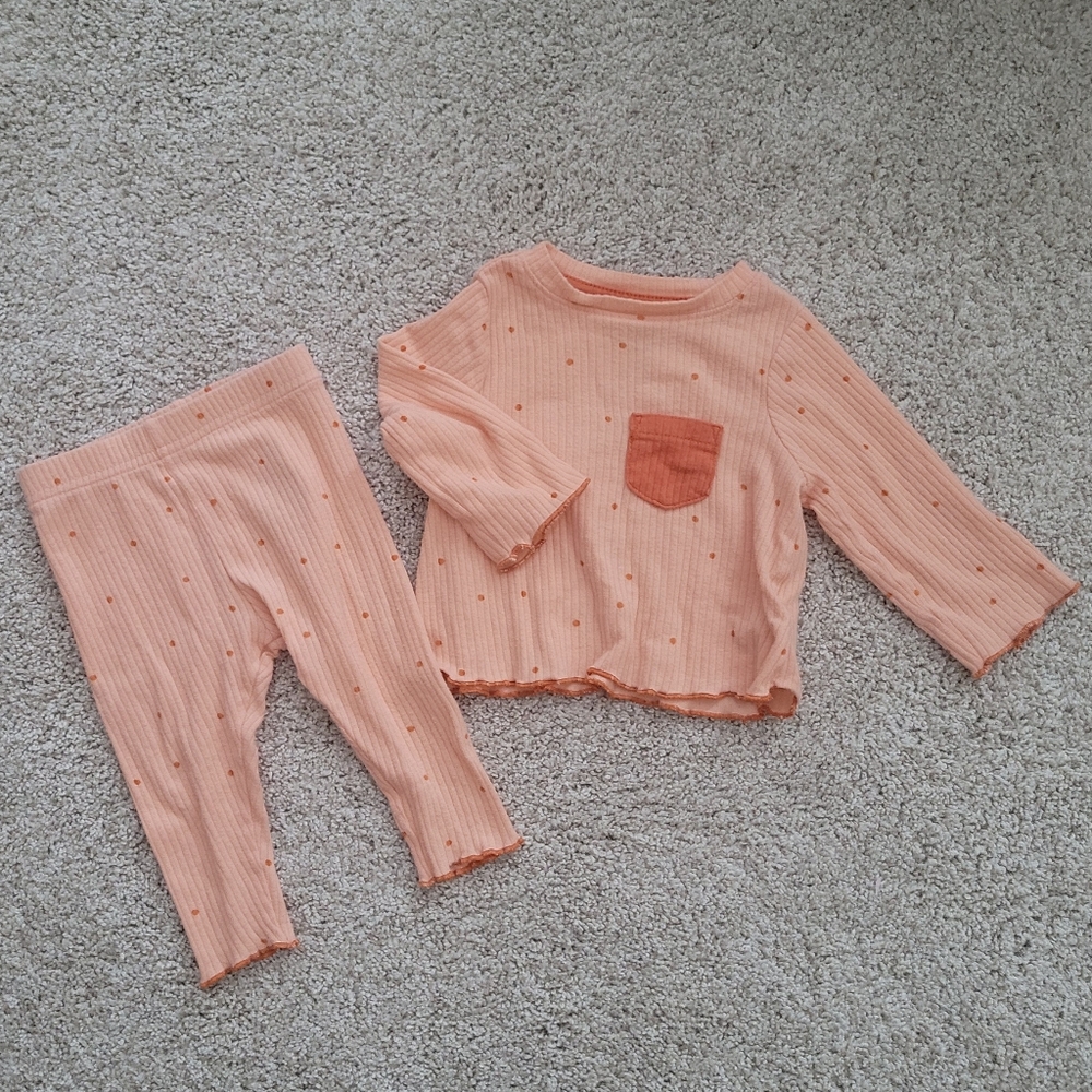 Cat & JACK Peach Polka Dot Baby Outfit Set 3-6 Month